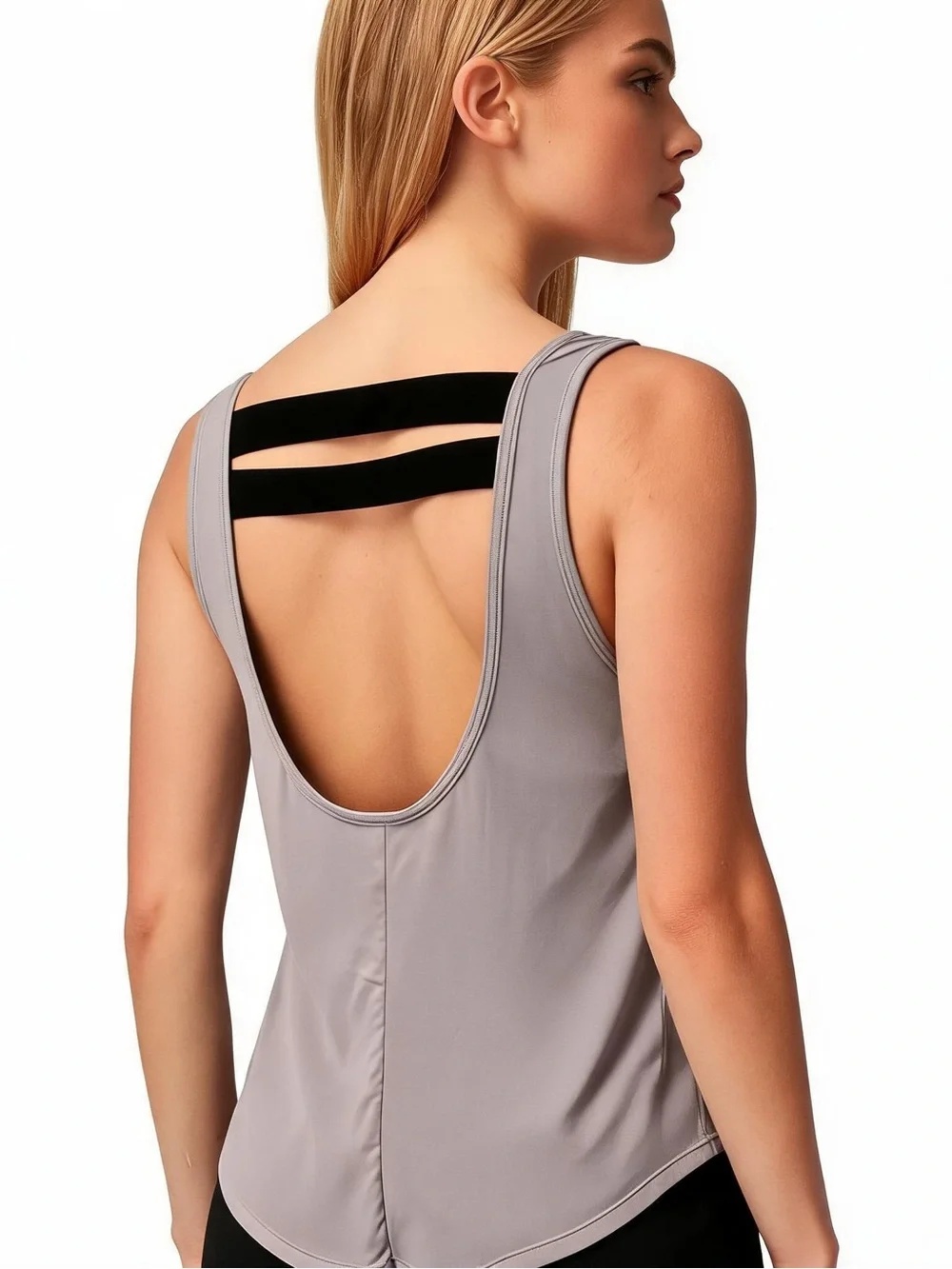 Nike Dri-FIT Athletic Tank in Light Gray with Black Logo